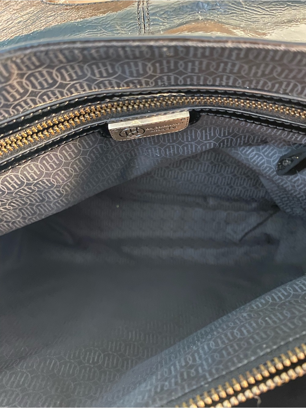 Hayden-Harnett Black Patent Leather Top-Handle Satchel - Picture 7 of 12